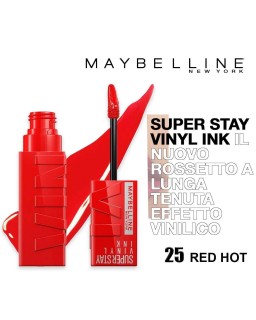 ROSSETTO MAYBELLINE VINYL INK 25 RED-HOT