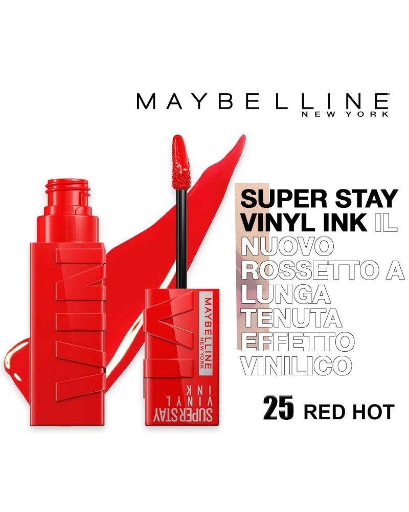 ROSSETTO MAYBELLINE VINYL INK 25 RED-HOT